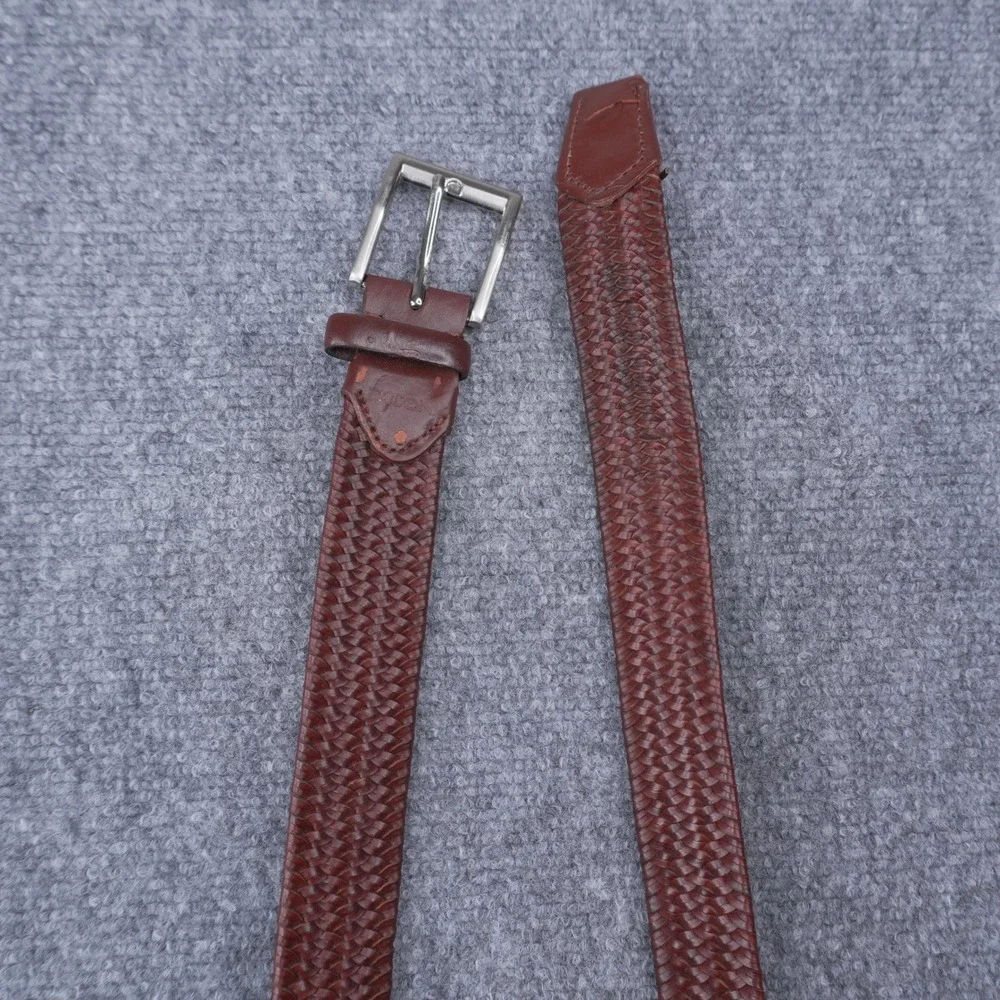 Fossil Braided Leather Belt Mens 30 Brown Woven Silver Buckle SH1730NF-252